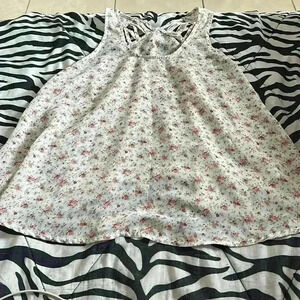 White Red Floral Blouse